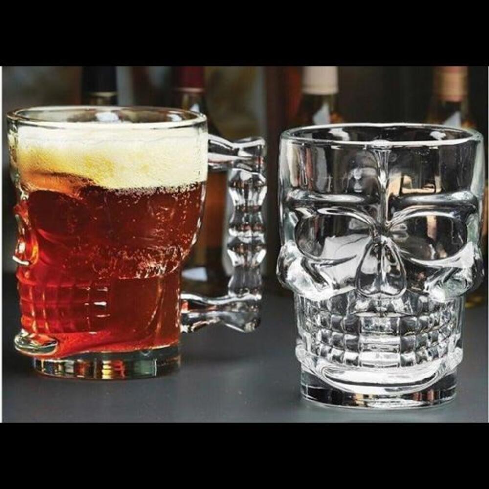 Circleware Skull Face Beer Mug Drinking Glasses with Handle